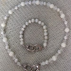 Matching white necklace and bracelet set!!